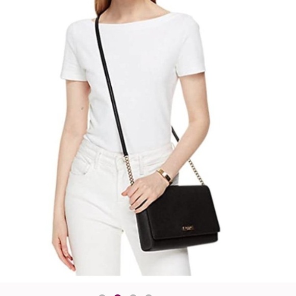 Kate Spade New York Tilden Place Alek black crossbody bag with gold detailing. - Picture 2 of 12